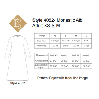 Monastic Alb Sewing Pattern Style 4052 and 4053 | Alb Vestment Sewing Pattern Adult Sizes