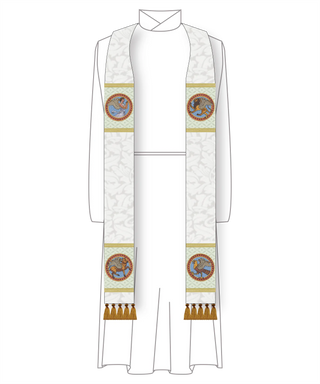 Evangelist Collection White Stole Style #2 | Ecclesiastical Sewing