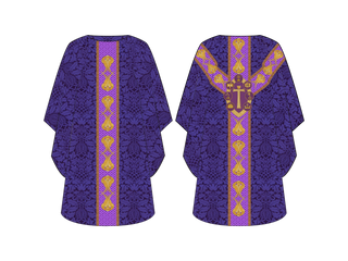 Tau Advent Chasuble in Violet with Gold Seraphim Orphrey Band