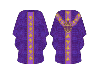 Tau Advent Chasuble in Violet with Gold Seraphim Orphrey Band