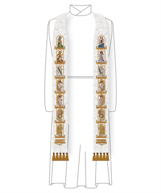 Te Deum Stole Apostles, Prophets, Martyrs, Angels | Christmas Easter White Stoles