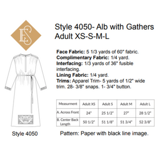 Traditional Alb Priest Sewing Pattern | Vintage Linen Alb Style 4050 & 4051