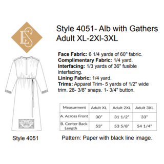 Traditional Alb Priest Sewing Pattern | Vintage Linen Alb Style 4050 & 4051