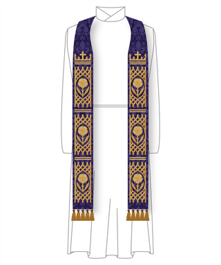 Advent Lattice Pastor Priest Stole | Violet or Blue Clergy Stole