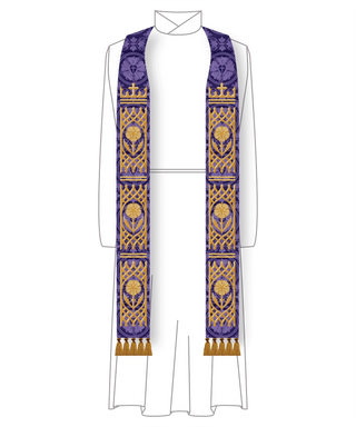 Advent Lattice Pastor Priest Stole | Violet or Blue Clergy Stole