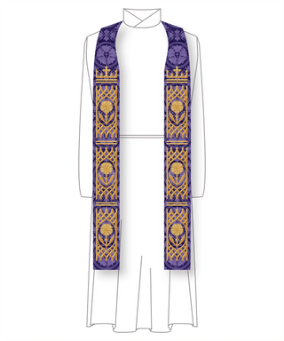 Advent Lattice Pastor Priest Stole | Violet or Blue Clergy Stole