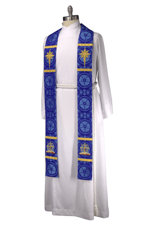 Advent Star Stole | Blue or Violet Advent Pastor Priest Stole