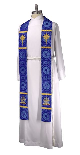 Advent Star Stole | Blue or Violet Advent Pastor Priest Stole