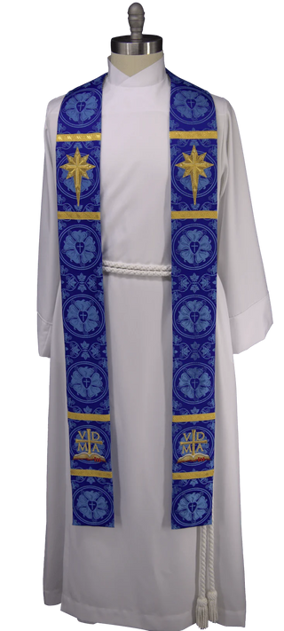 Advent Star Stole | Blue or Violet Advent Pastor Priest Stole