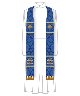 Advent Star Stole | Blue or Violet Advent Pastor Priest Stole