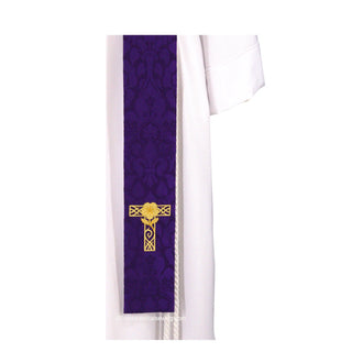 Advent Tau Cross Candles Stole | Blue or Violet Advent Priest Stole