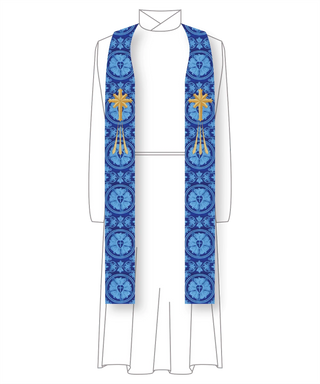 Advent Tau Star Pastor Priest Stole | Violet or Blue Clergy Stole