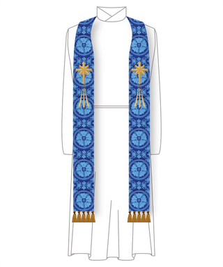 Advent Tau Star Pastor Priest Stole | Violet or Blue Clergy Stole