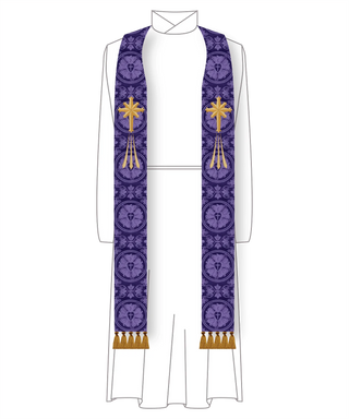 Advent Tau Star Pastor Priest Stole | Violet or Blue Clergy Stole