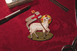 Agnus Dei Lamb of God Silk Appliqué |One Hundred Percent Silk.