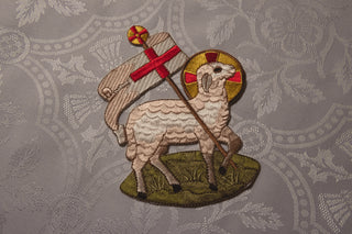 Agnus Dei Lamb of God Silk Appliqué |One Hundred Percent Silk.