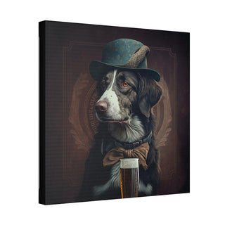 Art Nouveau Dog Canvas Print with Beer at the Pub for Home Decor