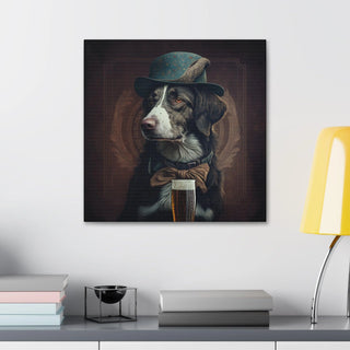 Art Nouveau Dog Canvas Print with Beer at the Pub for Home Decor