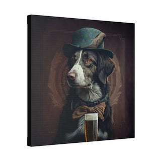 Art Nouveau Dog Canvas Print with Beer at the Pub for Home Decor