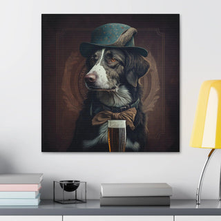 Art Nouveau Dog Canvas Print with Beer at the Pub for Home Decor