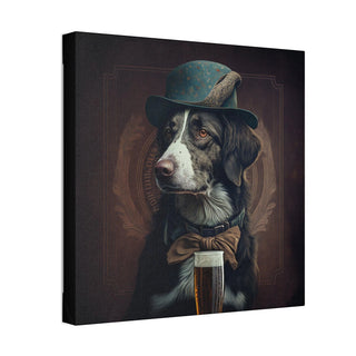 Art Nouveau Dog Canvas Print with Beer at the Pub for Home Decor