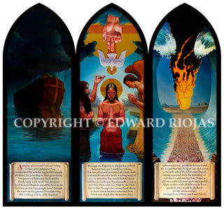 Baptismal Triptych Edward Riojas | Liturgical Art Prints