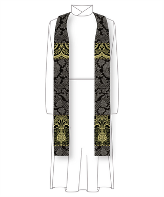 Black Gold Brocade Priest Stole | Black Gold Lent Priest Pastor Stole