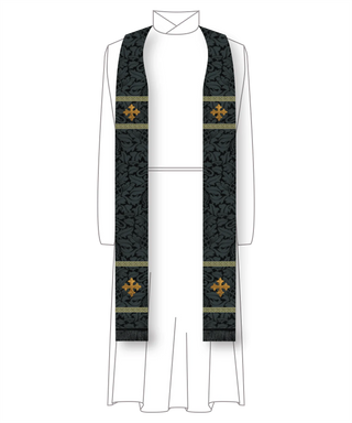 Black Pastor Priest Stole Brocade |Black Brocade Vestment for Lent 