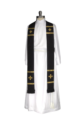 Black Pastor Priest Stole Brocade |Black Brocade Vestment for Lent 