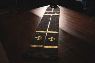 Black Pastor Priest Stole Brocade |Black Brocade Vestment for Lent 