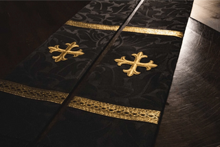 Black Pastor Priest Stole Brocade |Black Brocade Vestment for Lent 