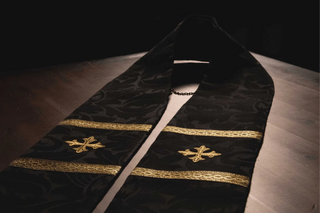 Black Pastor Priest Stole Brocade |Black Brocade Vestment for Lent 