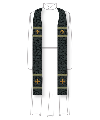 Black Pastor Priest Stole Brocade |Black Brocade Vestment for Lent 