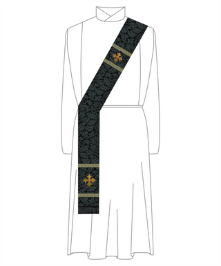 Black Pastor Priest Stole Brocade |Black Brocade Vestment for Lent 