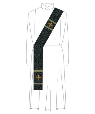 Black Pastor Priest Stole Brocade |Black Brocade Vestment for Lent 