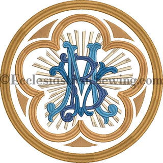 Blessed Virgin Mary Quatrefoil Machine Embroidery Design