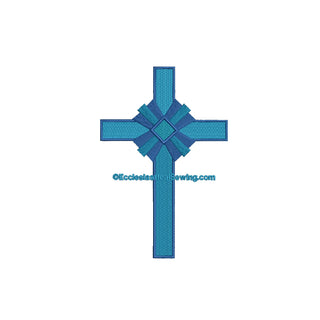 Blue Stained Glass Cross Embroidery | Cross Digital Machine Embroidery