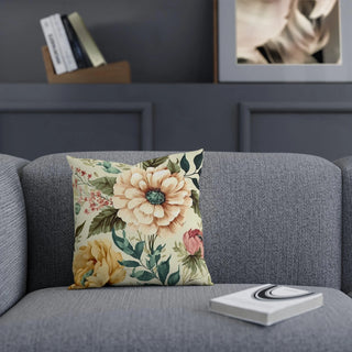 Boho Bliss: Premium Square Cushion/Pillow with Floral/Botanical Design for a Modern Home