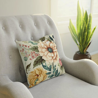 Boho Bliss: Premium Square Cushion/Pillow with Floral/Botanical Design for a Modern Home