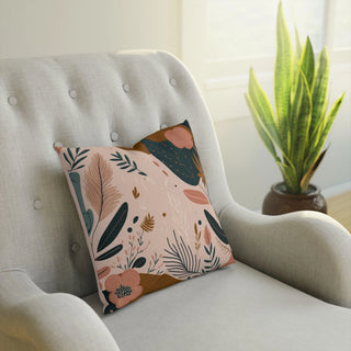 Boho Chic: Premium Square Accent Pillow with Floral/Botanical Design - A Perfect Gift