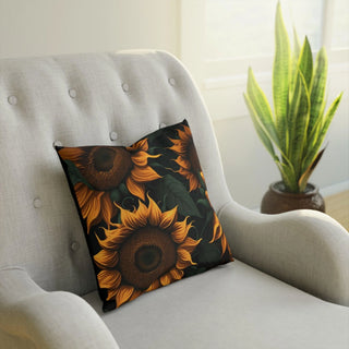 Boho Sun: Premium Square Cushion/Pillow with Sunflower Design for a Modern Minimalist Home