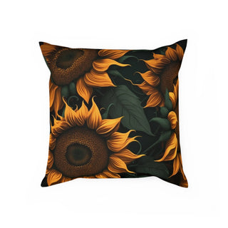 Boho Sun: Premium Square Cushion/Pillow with Sunflower Design for a Modern Minimalist Home