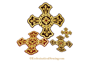 Bullion Gold Jeweled Cross - Goldwork Appliques Ecclesiastical Sewing on Sale