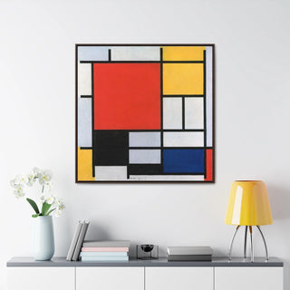 Canvas Wall Art Square Frame Piet Mondrian Print Office Home Decor - Modern Minimalist Clean Aesthetic