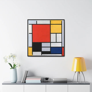 Canvas Wall Art Square Frame Piet Mondrian Print Office Home Decor - Modern Minimalist Clean Aesthetic