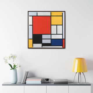 Canvas Wall Art Square Frame Piet Mondrian Print Office Home Decor - Modern Minimalist Clean Aesthetic