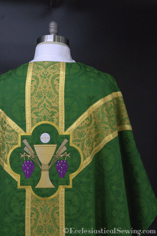 Chalice Host Green Priest Chasuble | Trinity Green Pastor Chasuble