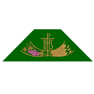 Chi Rho IHS Cross Grape Wheat Spray Embroidery Green Chalice Veil