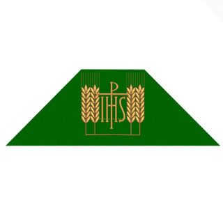 Chi Rho IHS Wheat Embroidery Chalice Veil or Burse | Trinity Green Burse or Veil