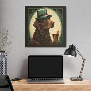 Chocolate Lab in Art Nouveau Style | Canvas Print of Furry Friend with Cold Beer